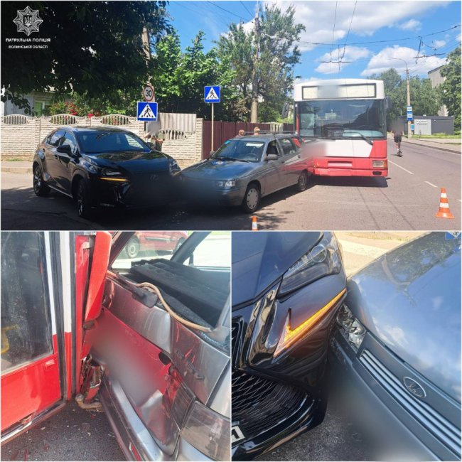 У Луцьку - аварія за участі тролейбуса та двох автівок