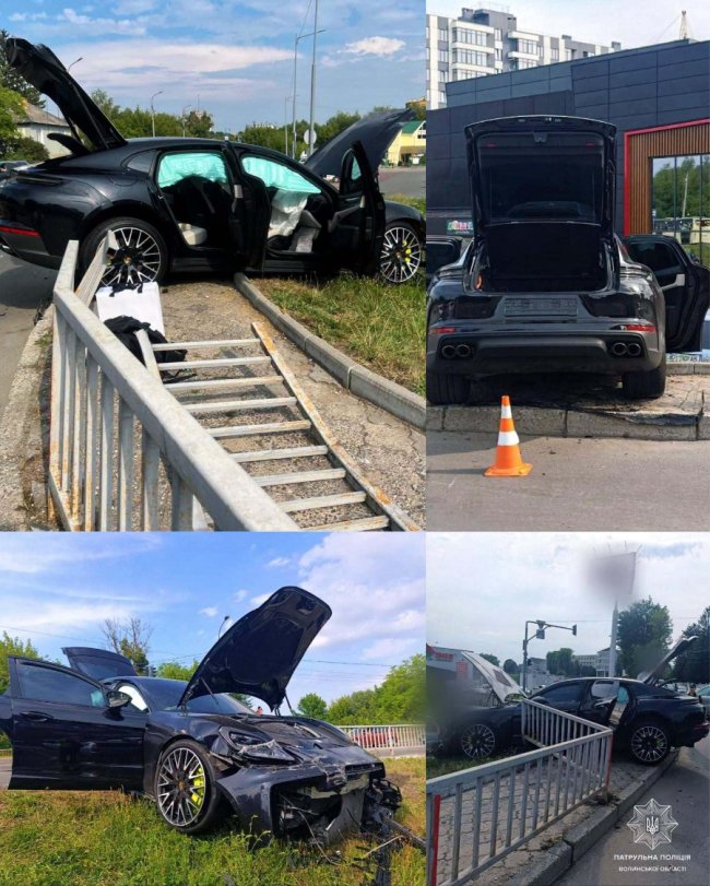 У Луцьку розбили елітний Porsche: авто вилетіло в металеве огородження. ФОТО