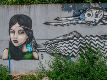 Яскрава геометрія і казкові монстри: графіті на стіні 40-го мікрорайону. ФОТО