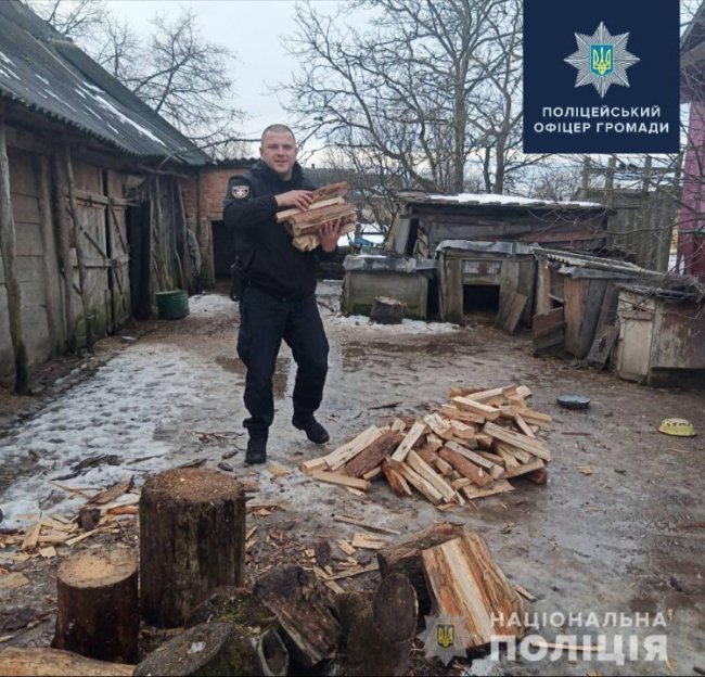 Нарубали дров та подарували телевізор: на Волині поліцейські опікуються пенсіонеркою. ФОТО