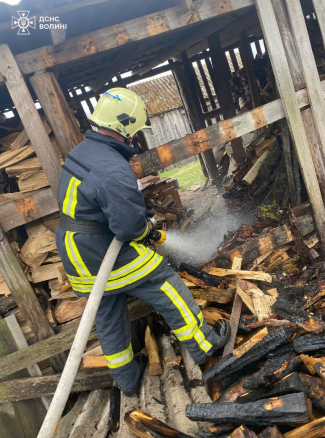На Волині горіли дві господарські споруди та житловий будинок