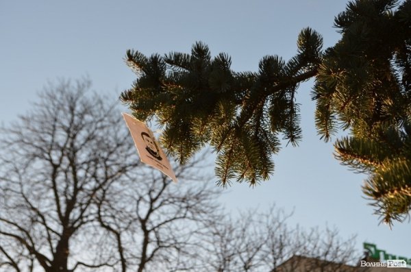 На головні ялинки Луцька повісили «Януковича в петлі». ФОТО