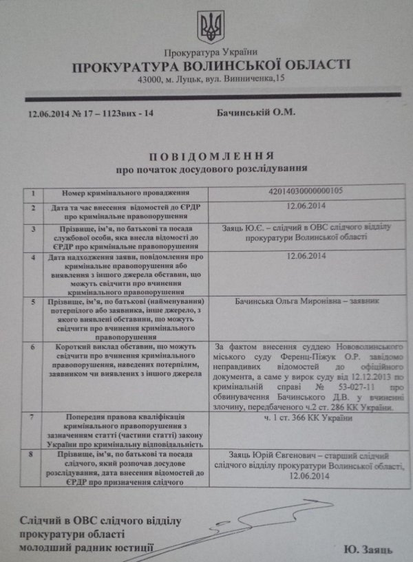 Проти судді на Волині порушили кримінал