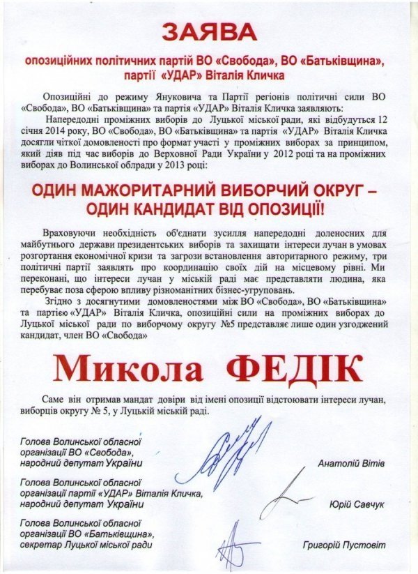 Опозиція визначила єдиного кандидата в депутати Луцькради