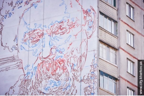 У Харкові на будинку малюють найбільший портрет Шевченка. ФОТО
