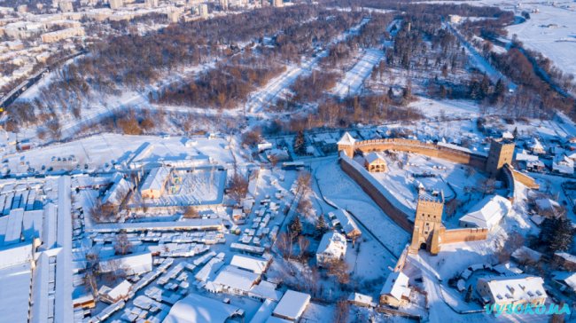 Засніжений Луцьк показали з висоти. ФОТО