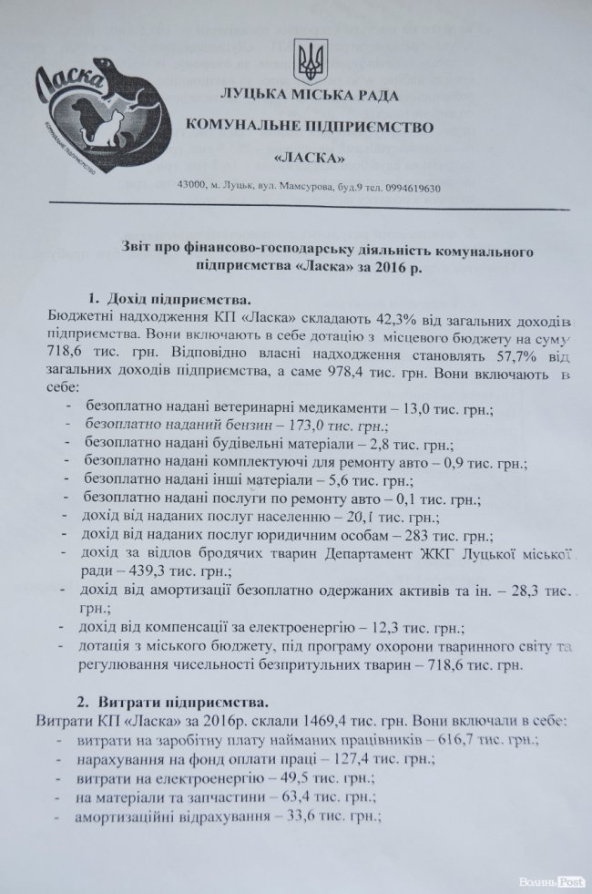«Ласка» за 2016 рік витратила майже 1,5 мільйона гривень