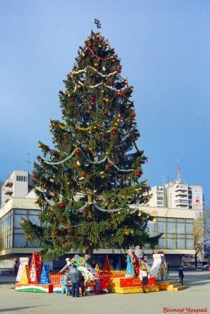 Показали головну ялинку Луцька у різні роки