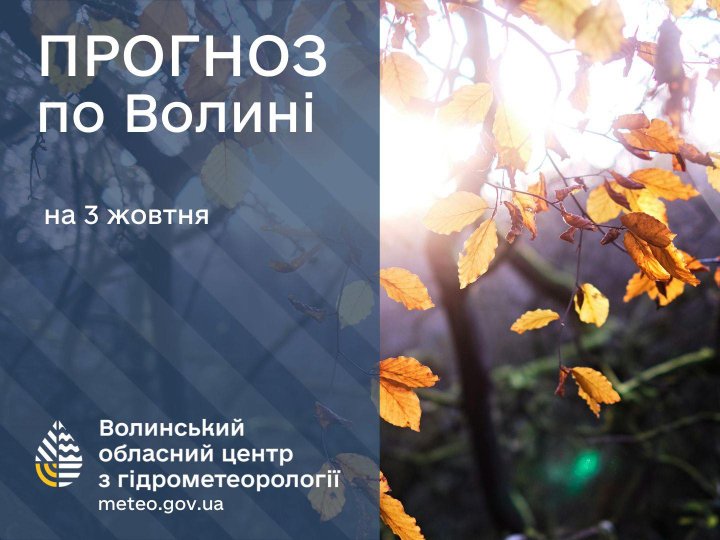 Якою буде погода у Луцьку та на Волині у п'ятницю, 3 жовтня