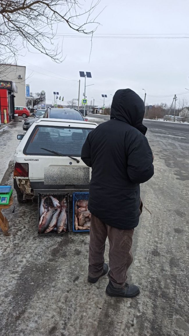 На Волині оштрафували чоловіка, який торгував рибою на трасі. ФОТО