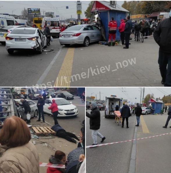 У Києві таксі вилетіло на тротуар і збило на смерть двох людей, які стояли на зупинці. ФОТО. ВІДЕО