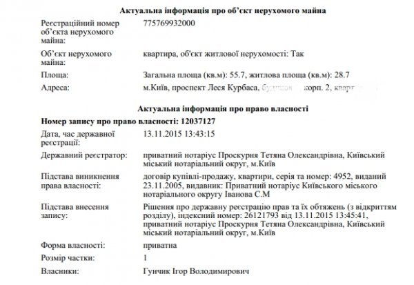 син Гунчика (майно в Києві)