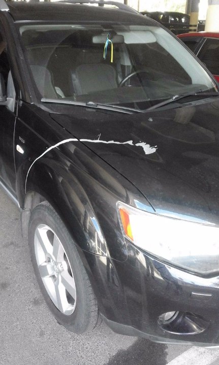 У Харкові невідомі обливають кистолотою автівки з вишиванкою. ФОТО 