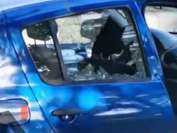  На Волині камінь, який вилетів з-під газонокосарки, розбив вікно автомобіля. ВІДЕО