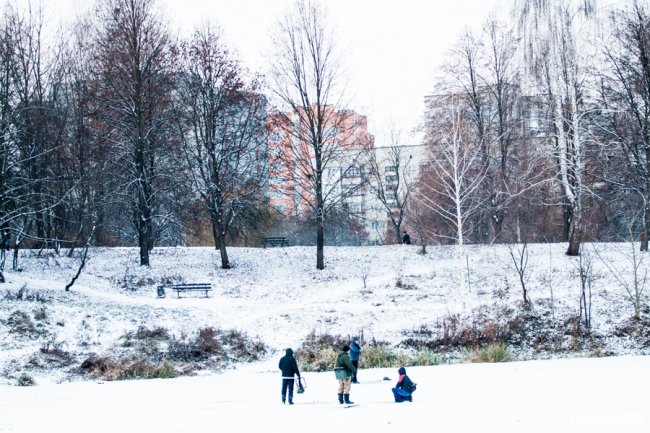 Парк 900-річчя Луцька під першим снігом. ФОТО