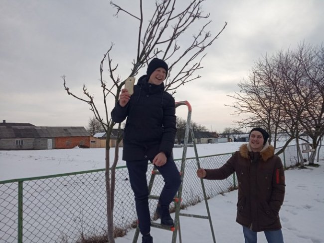 У дворі волинської школи з'явився «ресторанчик» для птахів. ФОТО