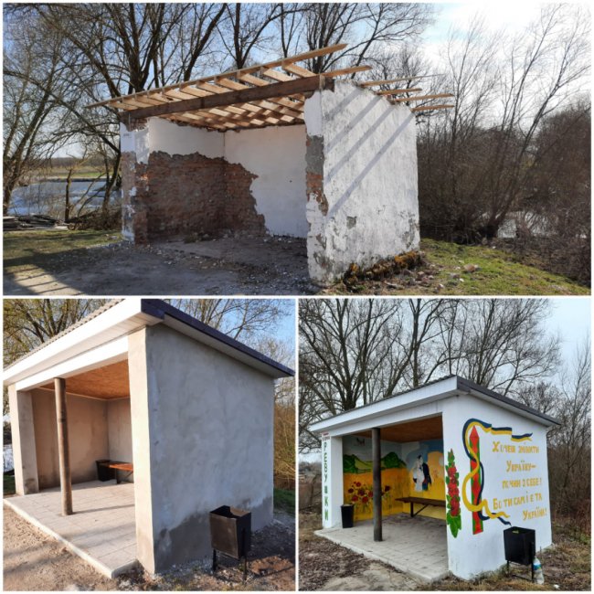 У невеличкому селі на Волині люди креативно розмалювали зупинку.ФОТО