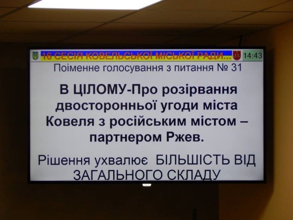 Ковель розірвав співпрацю з російським містом