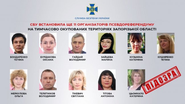 Знайшли ще 11 організаторів псевдореферендуму на тимчасово окупованих територіях Запорізької області
