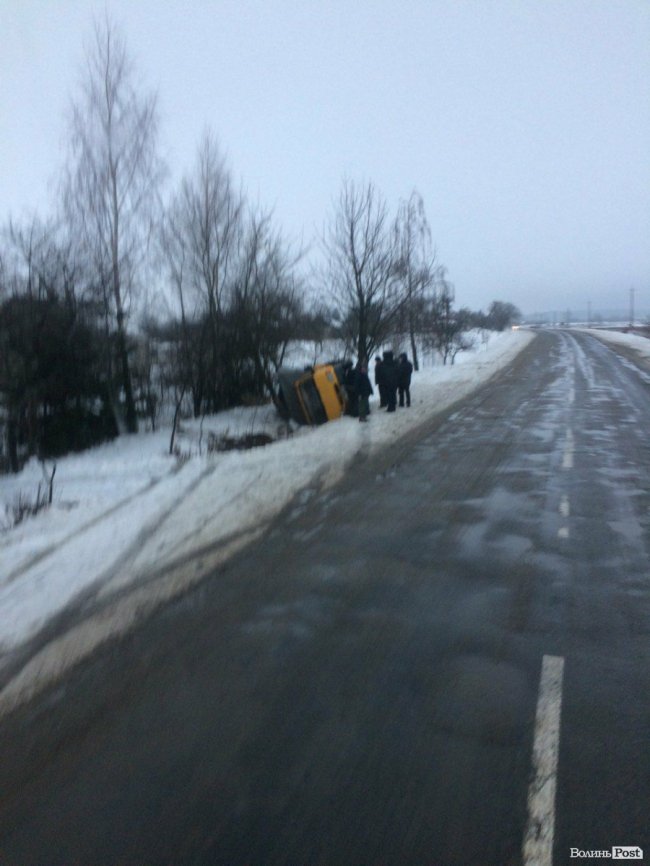 Біля Луцька вантажівка злетіла з дороги. ФОТО