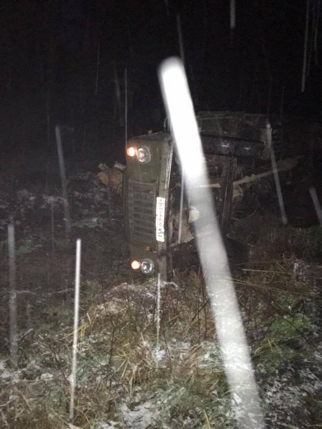 На Волині перекинулася вантажівка з колодами. ФОТО