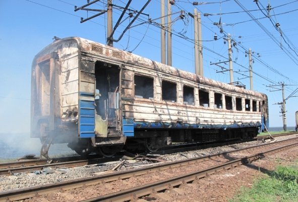 На Запоріжжі горіла електричка. ФОТО