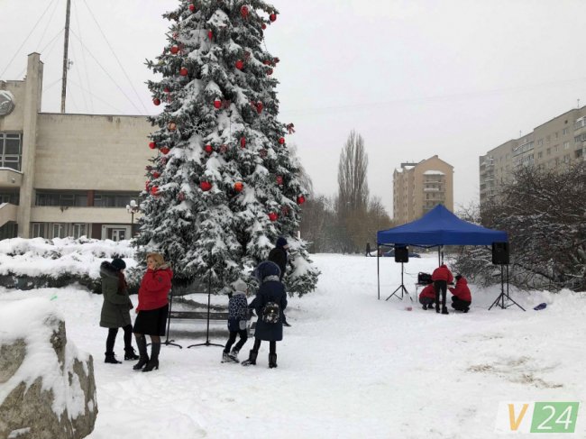 Вперше біля луцького РАЦСу прикрасили новорічну красуню. ФОТО