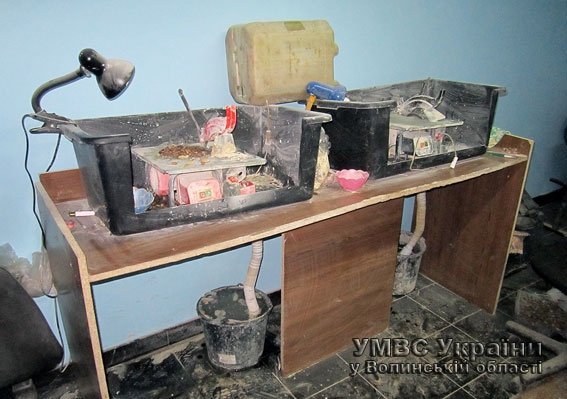 18-річний лучанин зберігав у гаражі бурштин та інструменти для його обробки. ФОТО