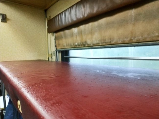 Місця «мокрющі»: у вагоні потяга «Ковель-Чернівці» протікає стеля. ФОТО