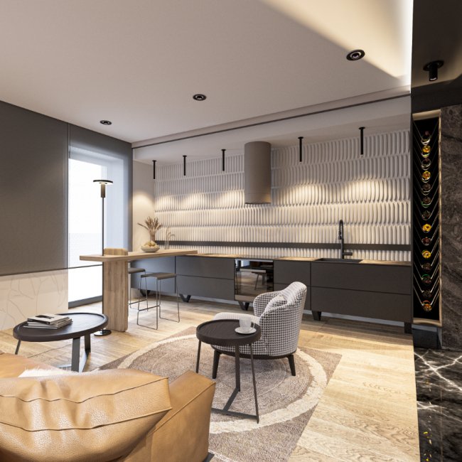 «Розумне» скло, кухня-привид і зона для плейстейшен: чим «начинена» холостяцька квартира у ЖК «StyleUP»*