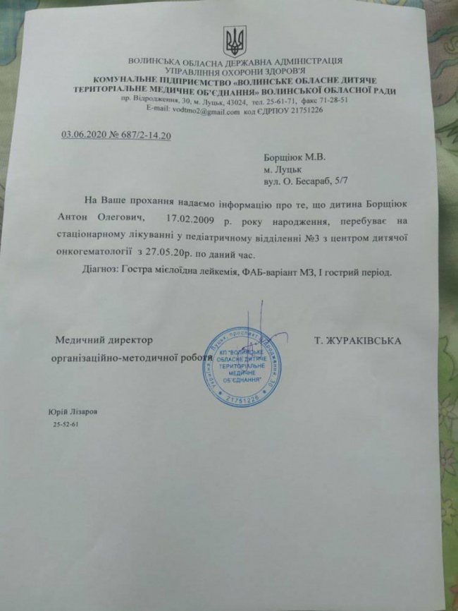«Живе завдяки чужій крові»: онкохворому школяру з Луцька терміново потрібні донори