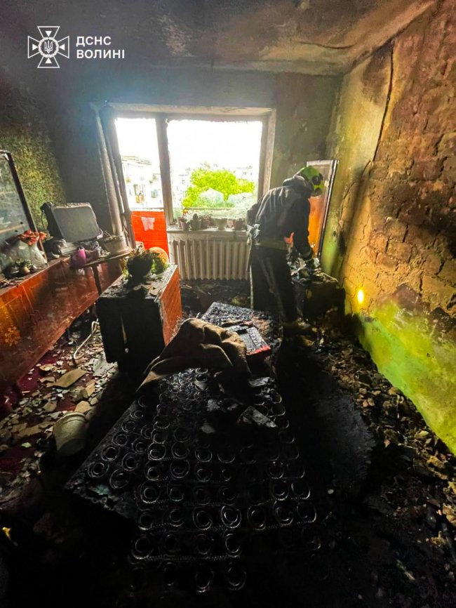 На Волині під час пожежі у квартирі чоловік отримав опіки обличчя