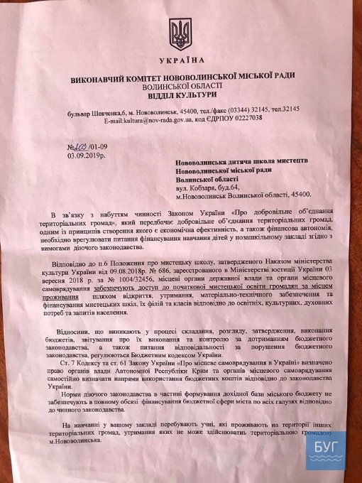 Навчання у нововолинській школі мистецтв для іногородніх дітей хочуть зробити платним