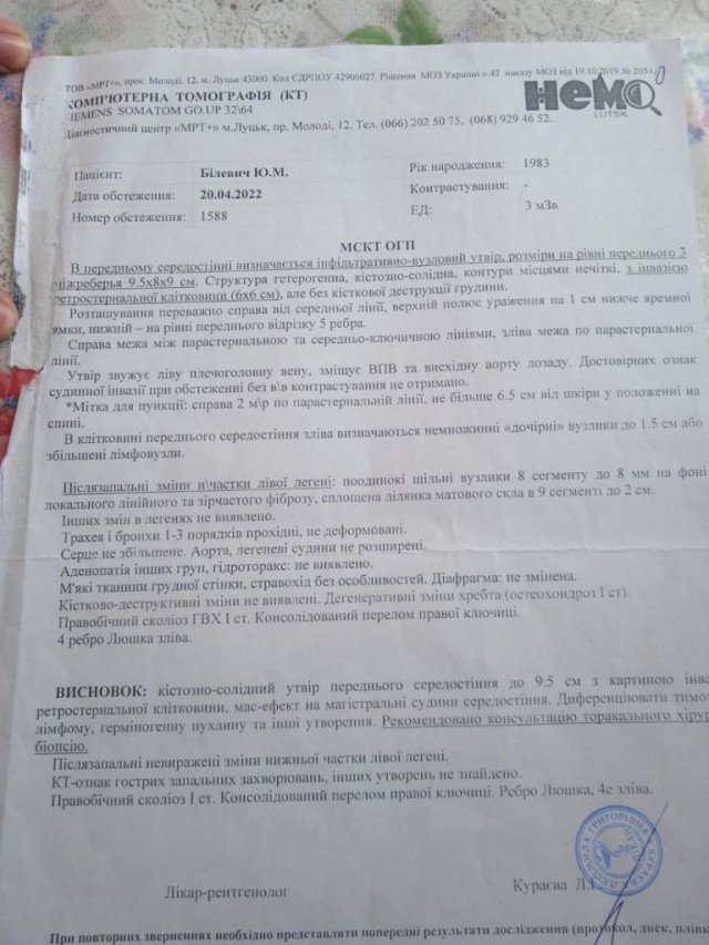 Онкохворий волинянин потребує фінансової допомоги