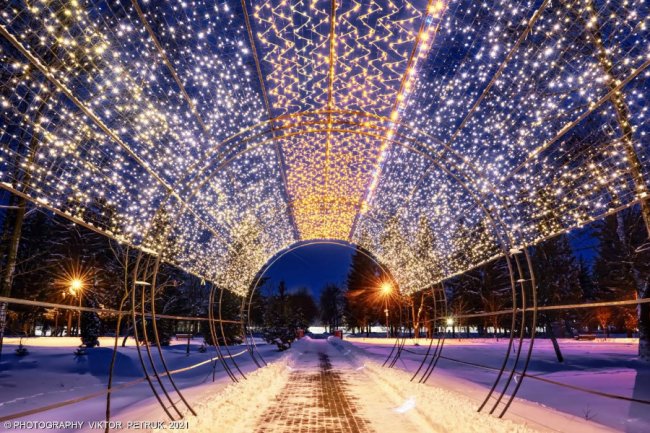 Зимова казка: опублікували неймовірні світлини вечірнього парку Луцька. ФОТО