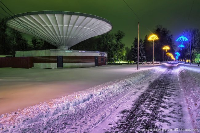 Зимова казка: опублікували неймовірні світлини вечірнього парку Луцька. ФОТО