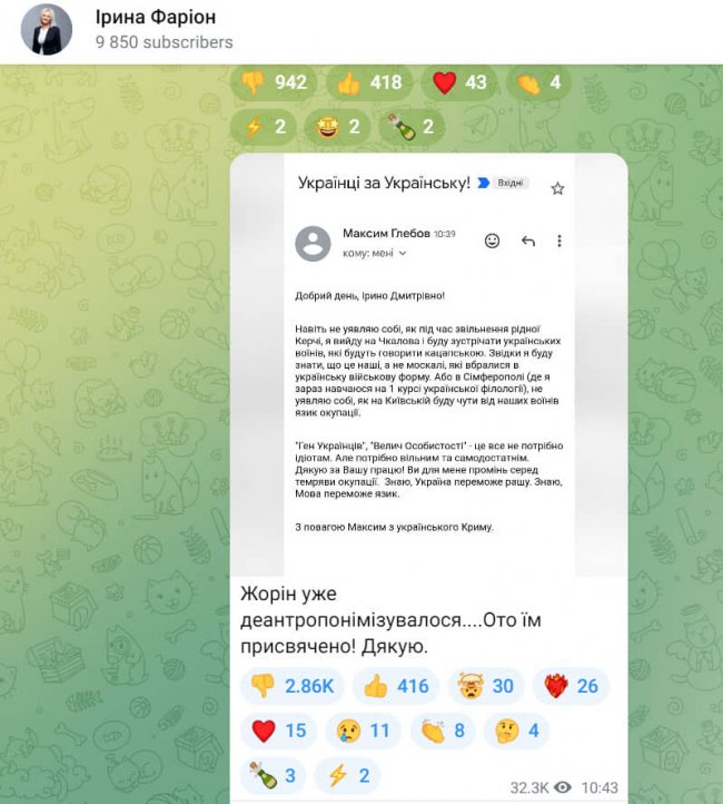 ЗМІ: Фаріон «здала» ефесбешникам проукраїнського студента в Криму