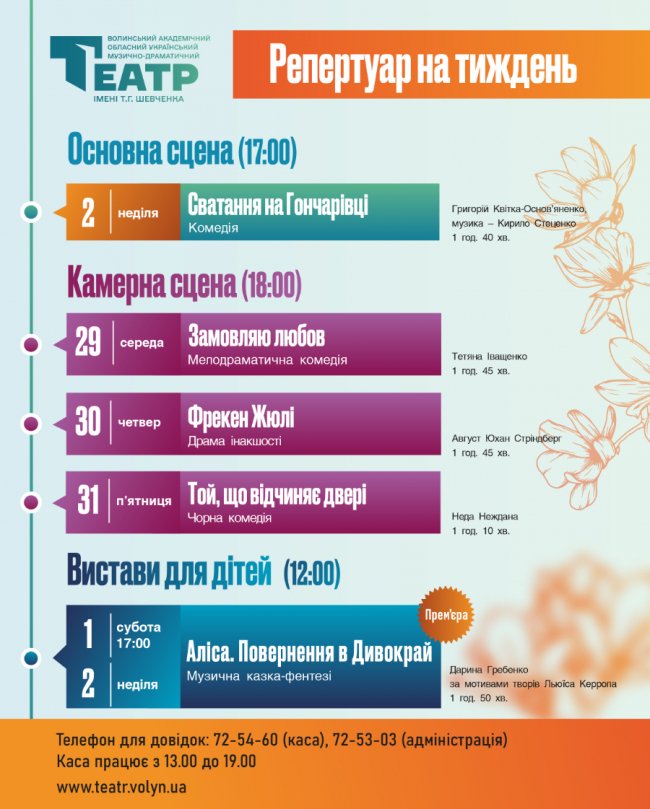 Театральний анонс: огляд вистав у Луцьку 29 травня – 2 червня