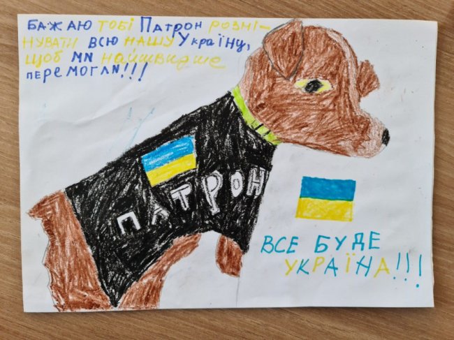 Пес Патрон отримав посилку від Підгайцівської громади. ФОТО