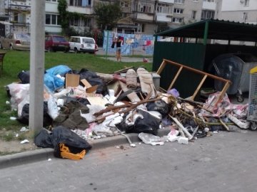 З луцького двору вже місяць не вивозять гори сміття. ФОТО
