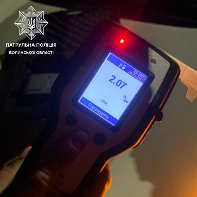 У Луцьку затримали водія з алкоголем в крові у 13 разів вище норми