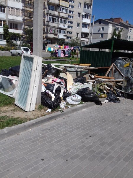 З луцького двору вже місяць не вивозять гори сміття. ФОТО