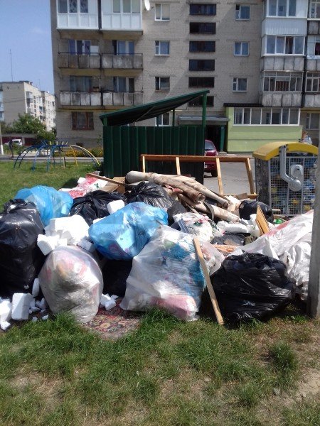З луцького двору вже місяць не вивозять гори сміття. ФОТО