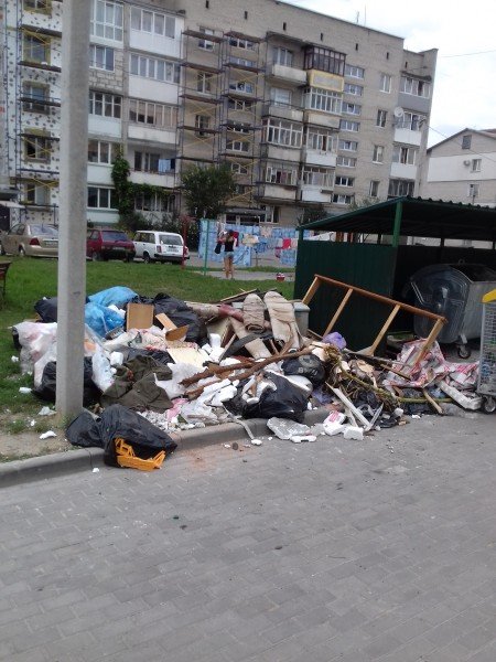 З луцького двору вже місяць не вивозять гори сміття. ФОТО