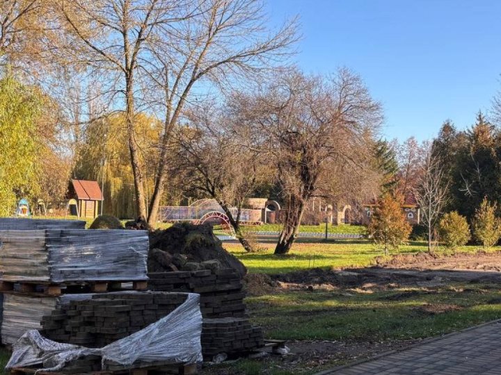 У центральному парку почали облаштовувати відкритий спортмайданчик