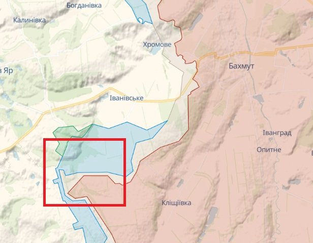 ЗСУ продовжують просуватись під Бахмутом: оновлена карта боїв