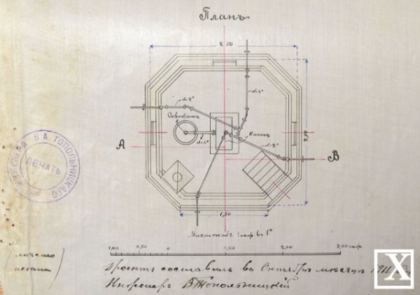 План опалюваної будки над артезіанською криницею Топольницького. Копія з Державного архіву Волинської області