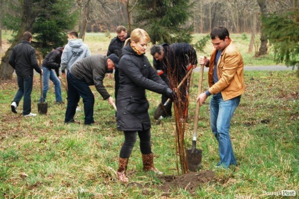 У Центральному парку Луцька чиновники і молодь садили дерева