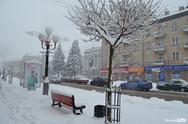 Снігопад у Луцьку. ФОТО