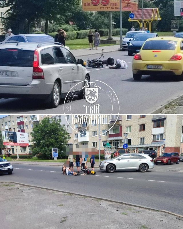 На Волині Toyota зіткнулася зі скутером, одного з учасників ДТП забрала швидка